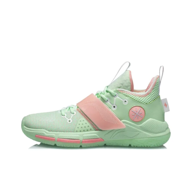 LiNing Wade Block Cushioning Anti Slip And Wear Resistant Rebound Low Top Basketball Shoes Neon Pink Green-0