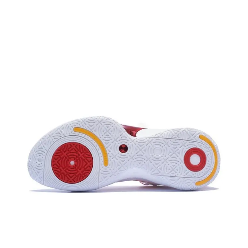 LiNing SONIC Ultra Cushioning Anti Slip And Wear Resistant Mid Top Basketball Shoes Men's White Red-4