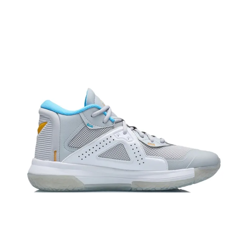 LiNing Team Logos Team Emblem Mid-Top Basketball Shoes Coin Gray-1