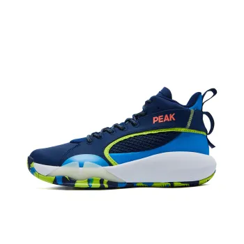 PEAK Basketball Shoes Men Mid Top Silent Blue