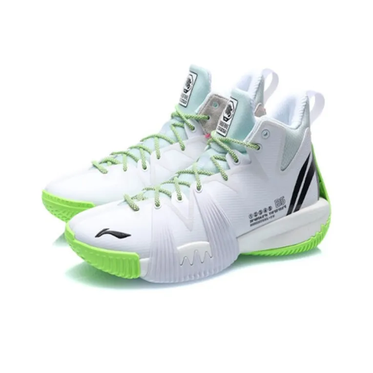 LiNing Badfive 1 Badfive Wear Resistant Cushioning Slip Resistant Mid Top Basketball Shoes Men's White Green-2