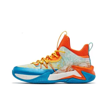 QIAODAN Broken Shadow Cushioned Slip Resistant Low Top Basketball Shoes Orange