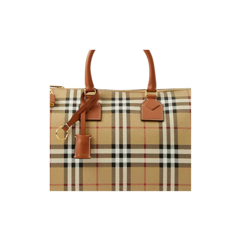 Burberry Leather Bowling Bag Handbag Medium Size Women's Archive Beige/Sandalwood Brown-4