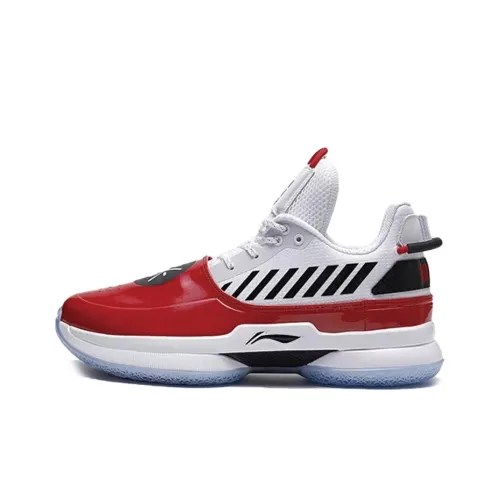 LiNing WOW 7 Way Of Wade 7 Upper City Cushioned Slip Resistant Low Top Performance Basketball Shoes White Red Black