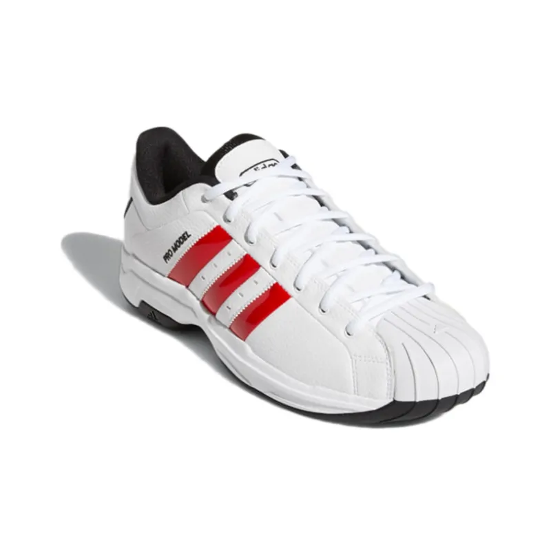 Adidas PRO Model 2G Low Slip Resistant Low Top Performance Basketball Shoes Men's White Red-2