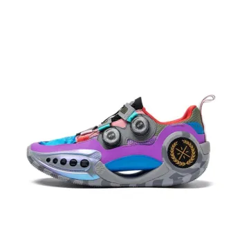 LiNing WOW 9 Anti Slip And Wear Resistant Lightweight Low Top Basketball Shoes Gray Blue Purple Xi'an City Limited