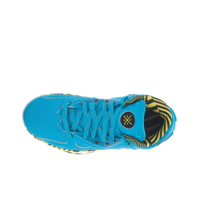 LiNing WOW 2 Cushioning Breathable Wear Resistant Mid Top Basketball Shoes Men's Black Yellow Blue-3