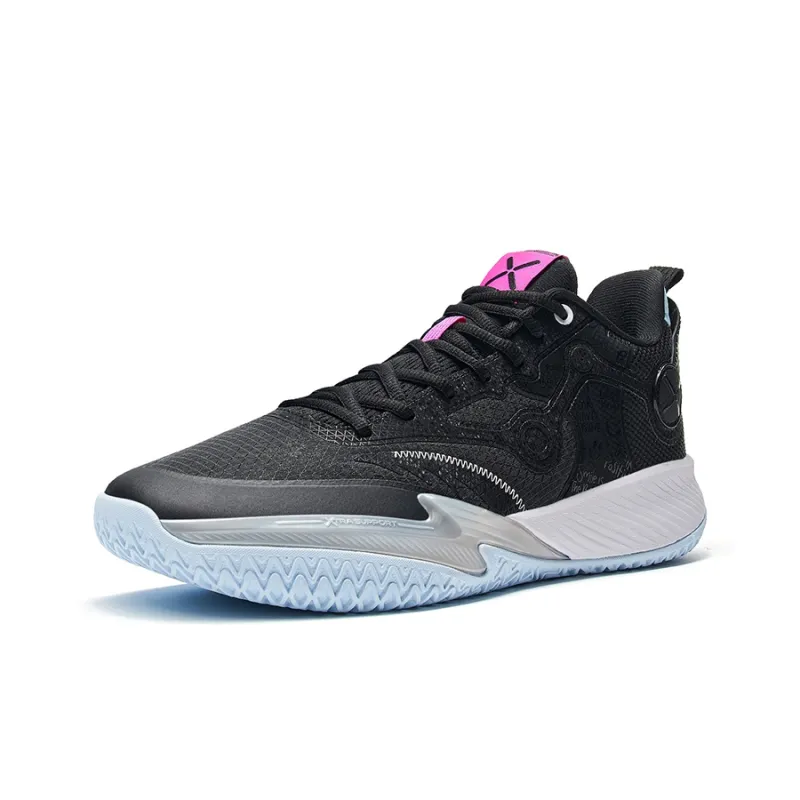 XTEP Lin Storm 2 Slip Resistant Breathable Low Top Basketball Shoes Men's Black Blue-1