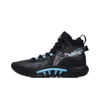 LiNing Badfive 2 Durable Breathable High Top Basketball Shoes Men's Black Blue