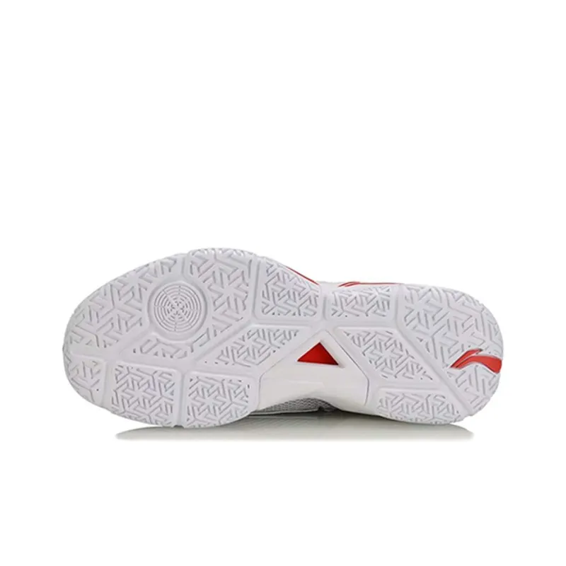 LiNing Wade Collection Cushioned Slip Resistant Abrasion Resistant Mid Top Basketball Shoes Men's White Gray Red-4