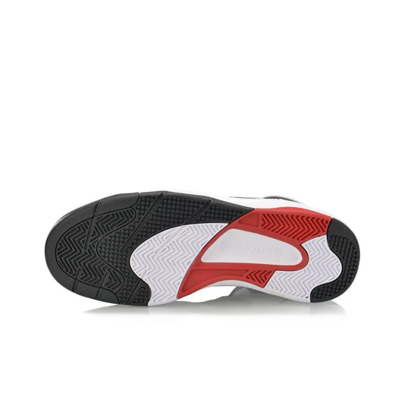 LiNing Retro 90 Mid-Top Basketball Shoes Unisex Black White-4