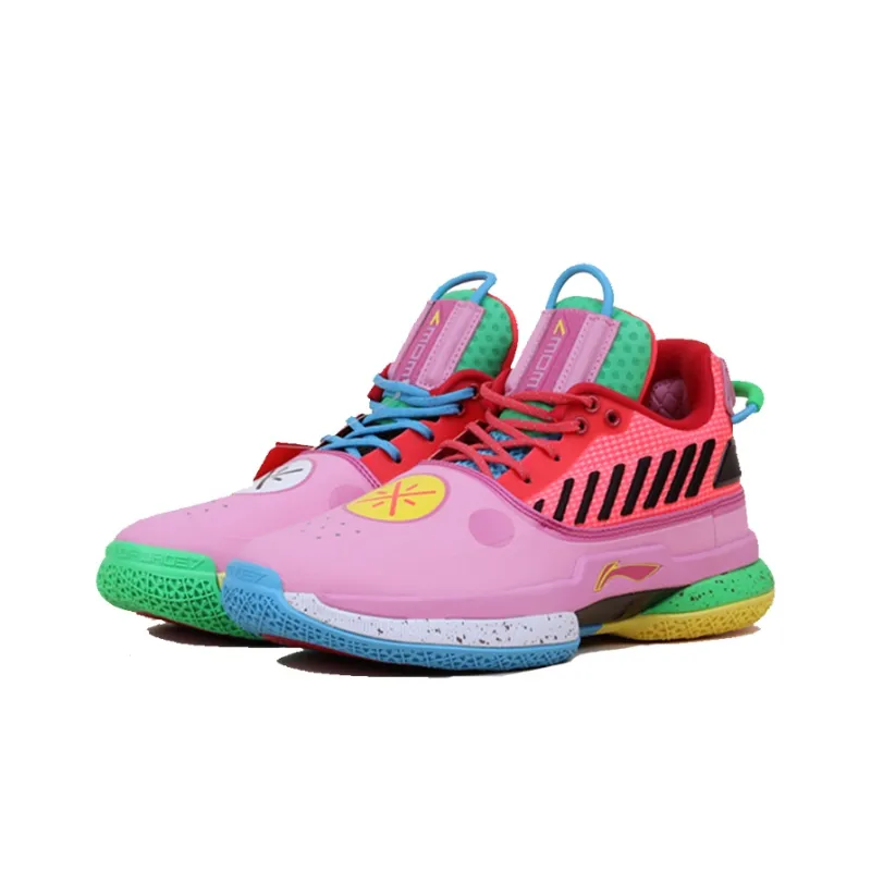 LiNing WOW 7 Way Of Wade 7 Non slip Lightweight Low Top Basketball Shoes Women's Pink Youth Edition-3