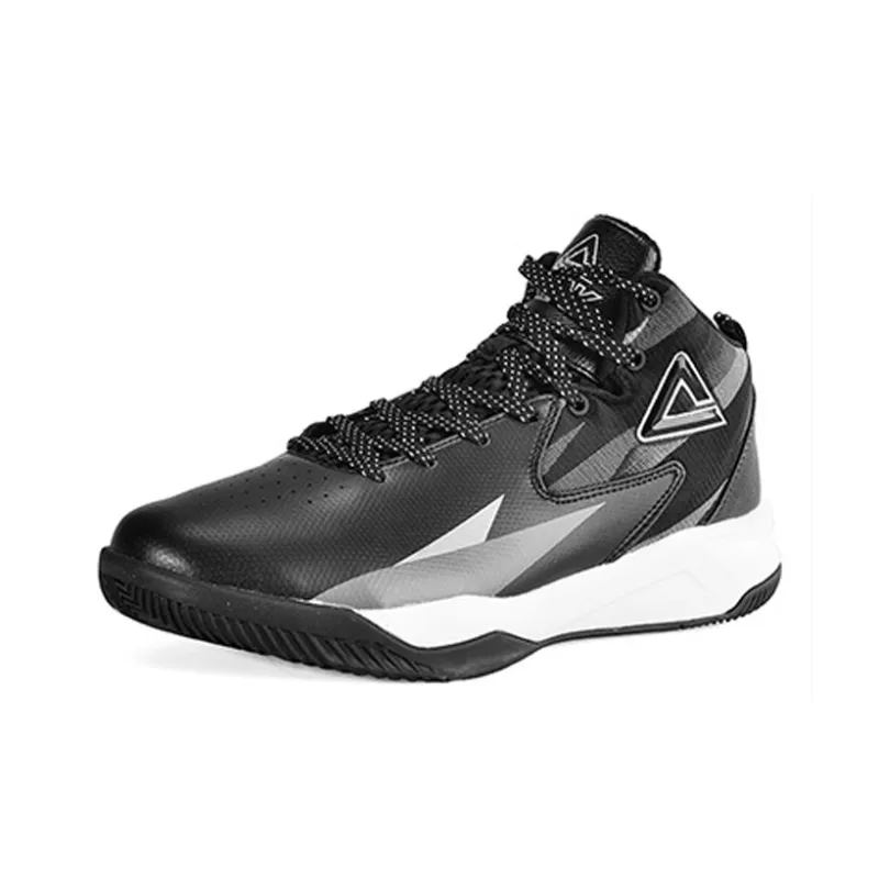 PEAK Durable Cushioning Mid-Top Performance Basketball Shoes Men's Black Gray-1