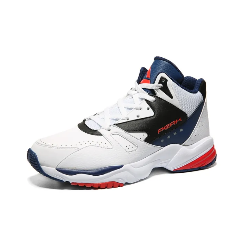 PEAK Mid-Top Performance Basketball Shoes Men's White Blue-1