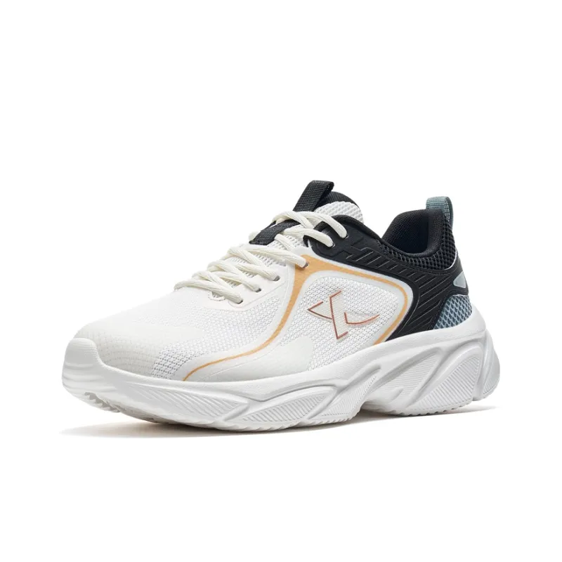 XTEP Feather Cushioning Slip Resistant Low Top Running Shoes Men's White Black-1