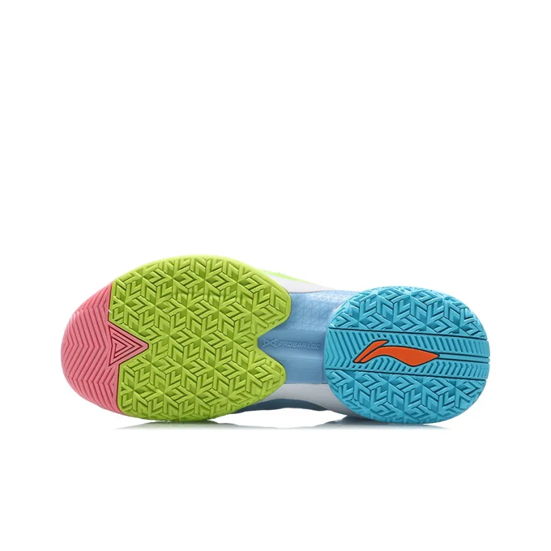 LiNing Power 7 Cushioning Anti-Slip And Wear-Resistant Support Rebound Mid-Top Basketball Shoes Blue Green-4