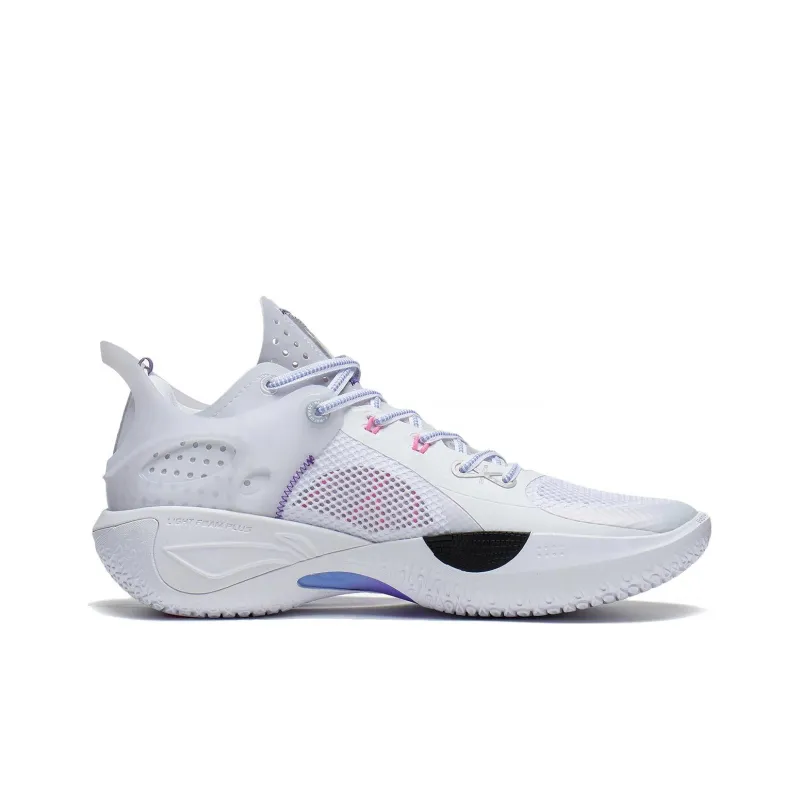 LiNing Wade Fission 8 Cushioned Slip Resistant Abrasion Resistant Low Top Basketball Shoes Men's White Blue Purple Pink-1