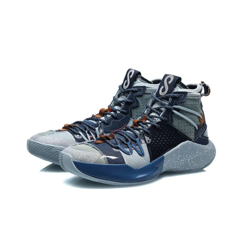 LiNing SONIC 8 Slip Resistant, Abrasion Resistant, Waterproof High Top Basketball Shoes Men's Blue-2
