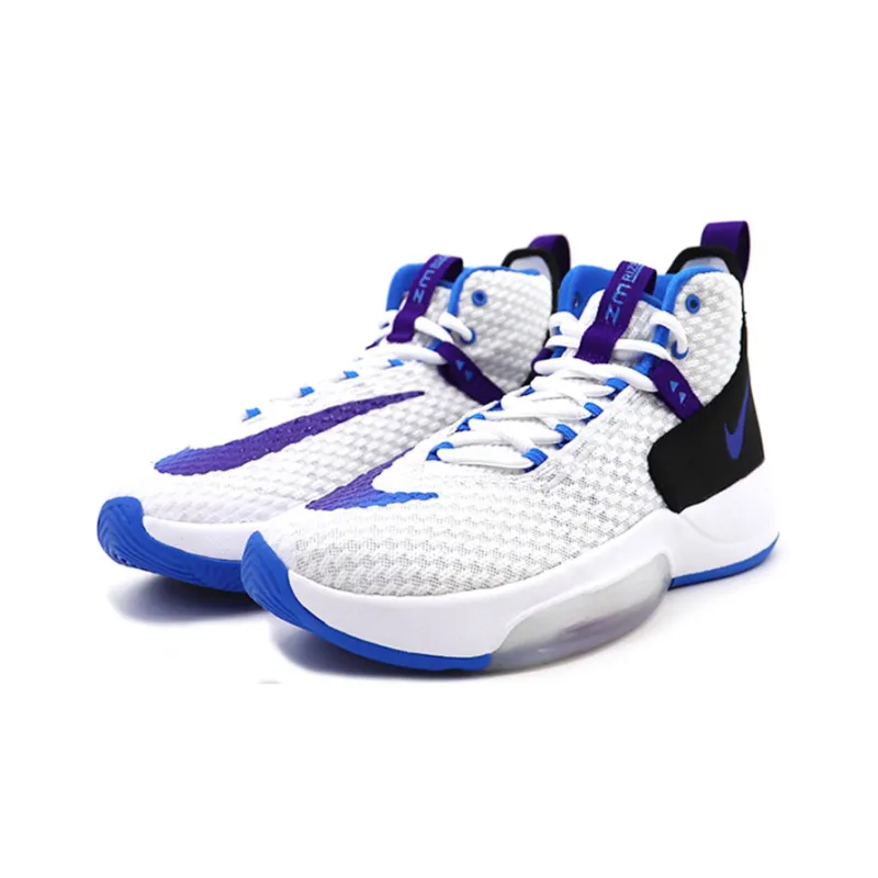 Nike Zoom Rize 1 Basketball Shoes Unisex Mid Top Black/White/Blue-2