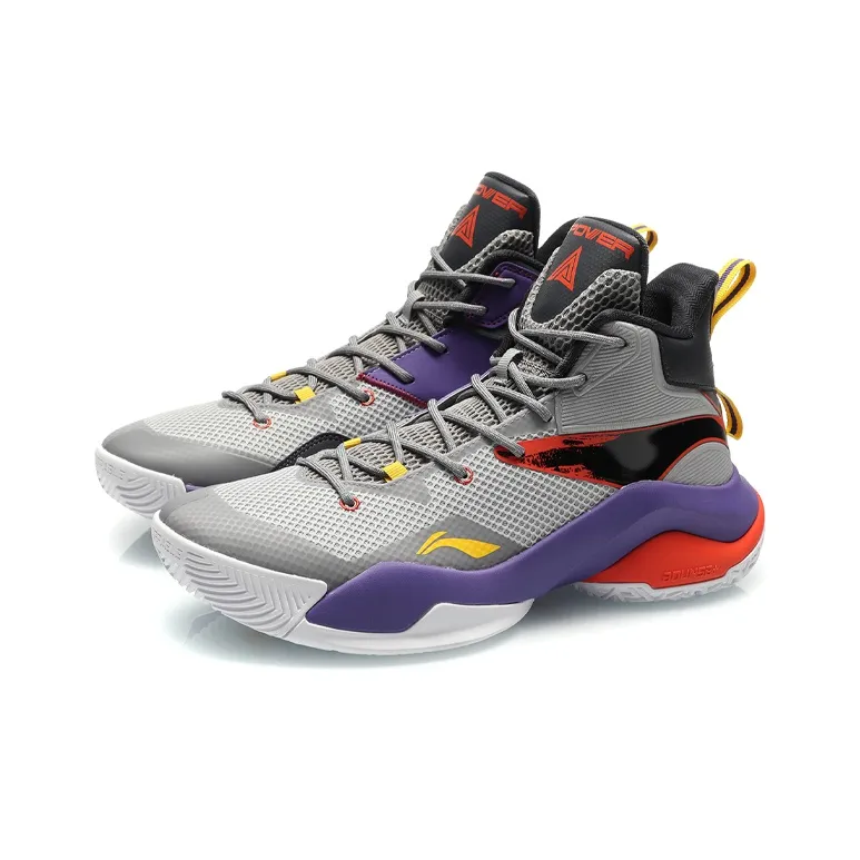 LINING Power 7 Basketball Shoes Men High Top Microcrystalline Gray-2