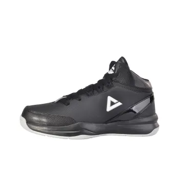 PEAK Cushioning, Slip Resistant, And Abrasion Resistant Mid Top Performance Basketball Shoes Men's Black White