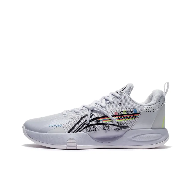 LiNing Speed 8 Cushioning Anti Slip And Wear Resistant Coverage Support Low Top Basketball Shoes Light Frost Blue-0