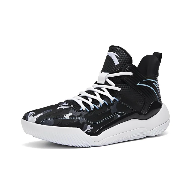Anta Laser 4 Anti Slip Wear Resistant Mid Top Basketball Shoes Men's Black White-2
