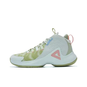 PEAK Basketball Shoes Men Mid Top Milk Jade/White