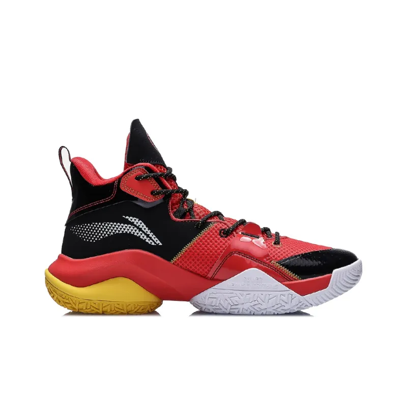 LiNing Power 7 V2 Cushioning Anti Slip Wear Resistant Coverage Support Rebound High Top Basketball Shoes Red Black-1