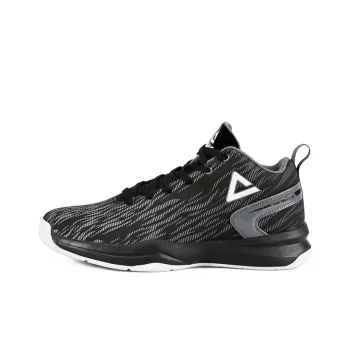 PEAK Glow In The Dark Cushioning Anti Slip And Wear Resistant Mid Top Performance Basketball Shoes Men's Black Gray
