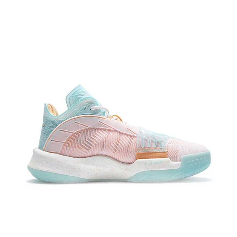SOLE x PEAK Grand Triangle Anti Slip And Wear Resistant Cushioning Coverage Mid Top Basketball Shoes Unisex Pink Blue-1
