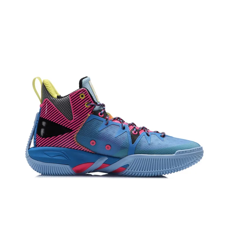LINING Badfive 1 Basketball Shoes Men Mid Top Xinjiang Blue-1