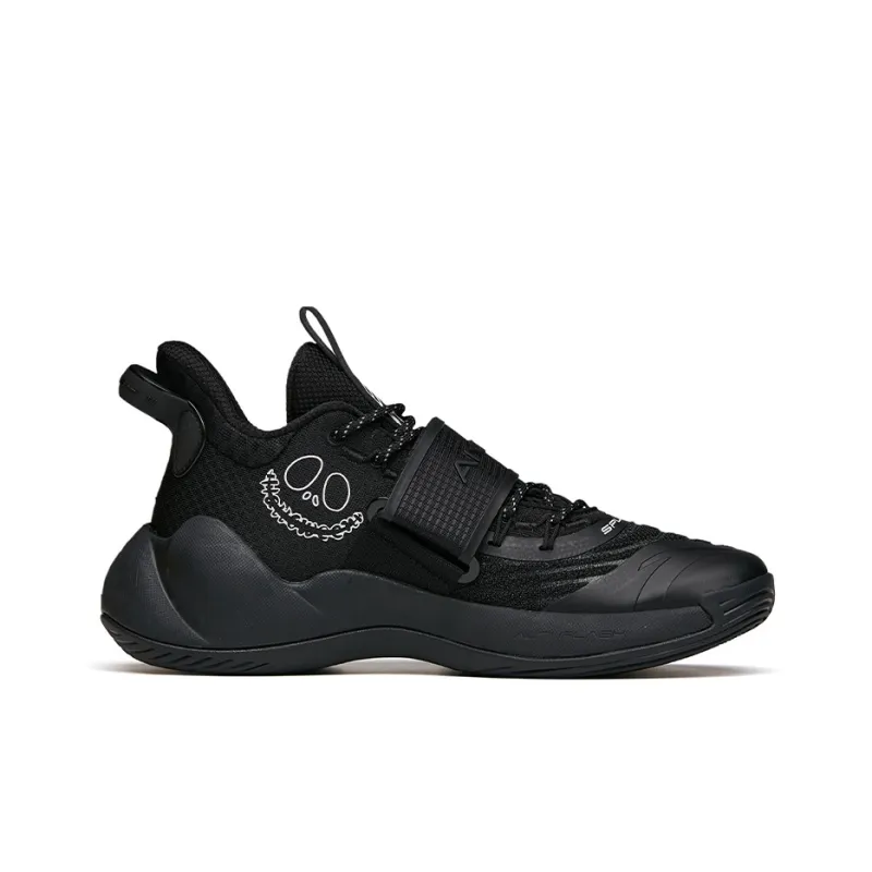 Anta Water Flower 3 Wear Resistant Slip Resistant Mid Top Performance Basketball Shoes Men's Black White-1