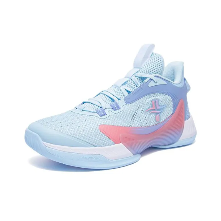 XTEP Anti Slip And Wear Resistant Breathable Low Top Basketball Shoes Men's Blue Pink Light Purple-1
