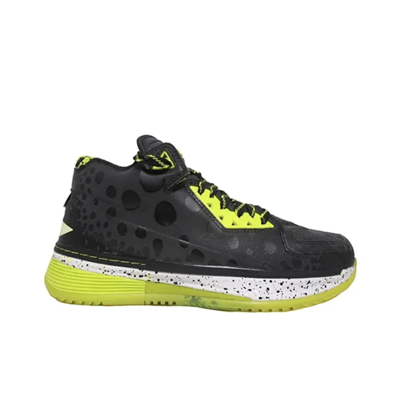 LiNing WOW 2 All Star Devil Fish Cushioned Slip Resistant Mid Top Basketball Shoes Men's Black Yellow White-1