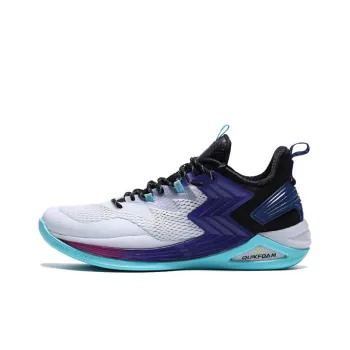 361° QU!KFOAM Cushioning Anti Slip And Wear Resistant Mid Top Basketball Shoes White Blue Purple