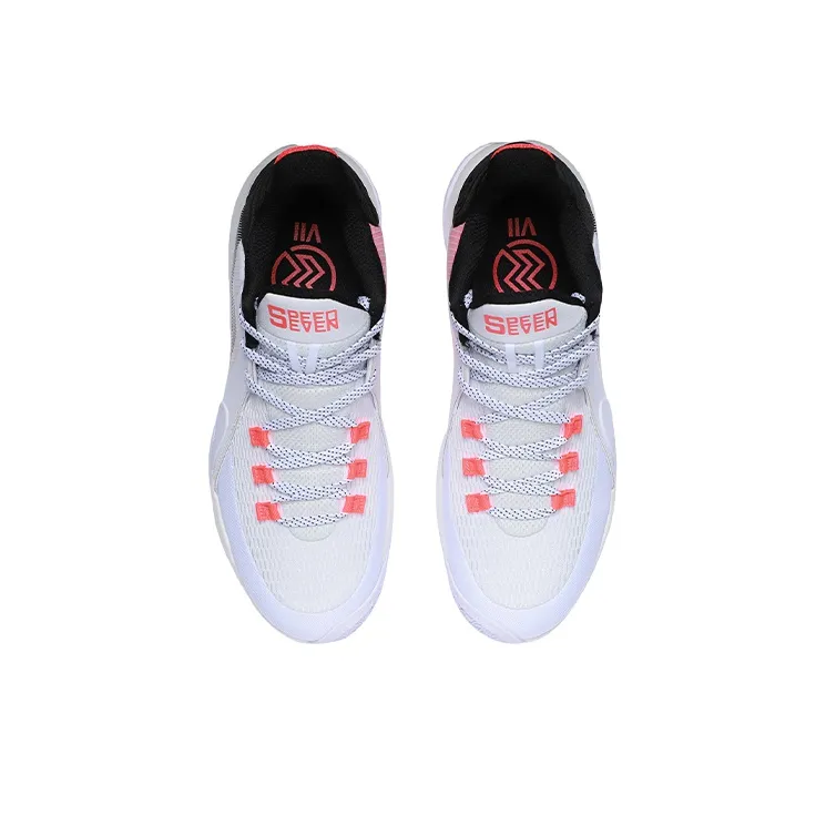 LiNing Speed 7 Cushioning Anti Slip Wear Resistant Coverage Support Rebound Low Top Basketball Shoes White Black Red-3