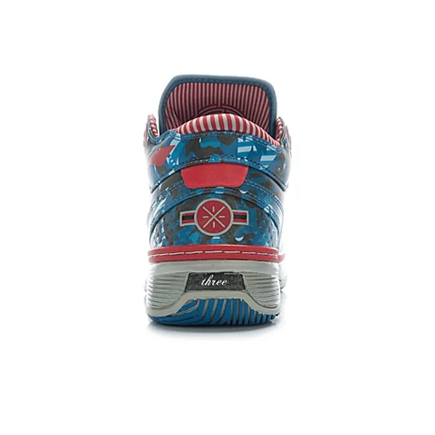 LiNing WOW 2 Cushioned Slip Resistant Mid Top Basketball Shoes Men's Blue Camouflage-4