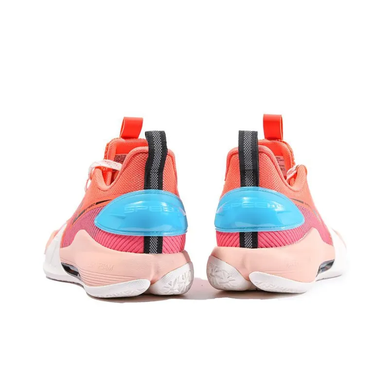 LiNing Speed 7 Non slip Wear resistant Shock Absorption Low Top Basketball Shoes Men's Tea Flower Red-4