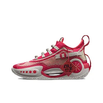 LiNing WOW 9 Wear Resistant Slip Resistant Mid Top Performance Basketball Shoes Men's Achieve Red