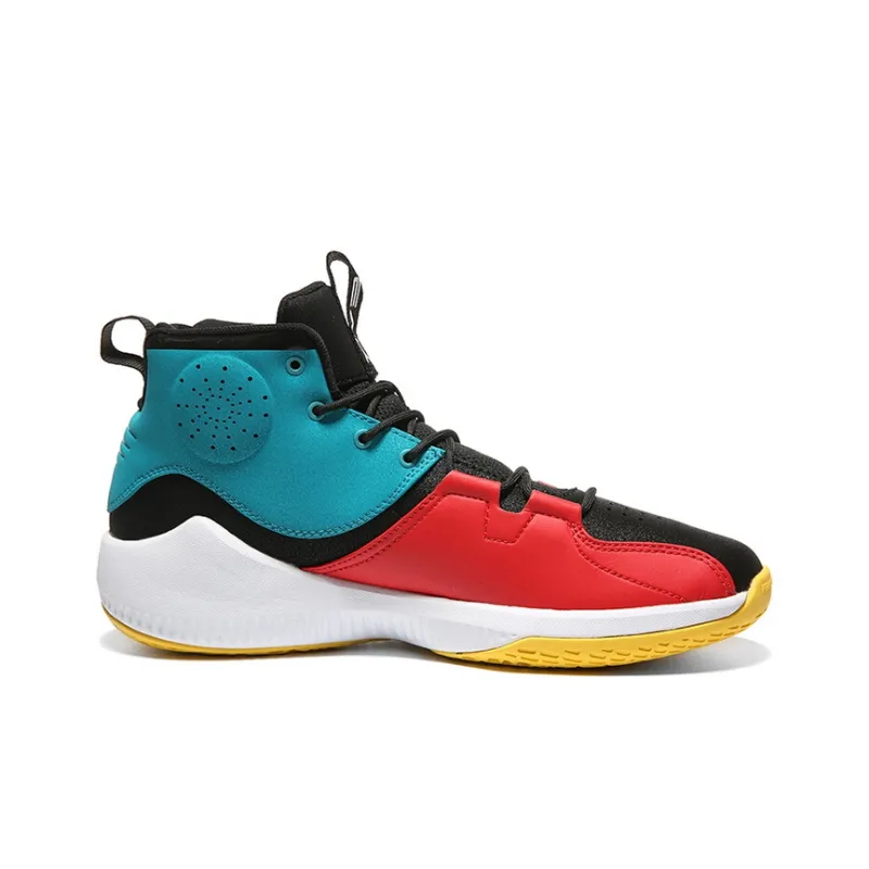 PEAK Anti Slip And Wear Resistant Lightweight High Top Basketball Shoes Men's Blue Red White-1