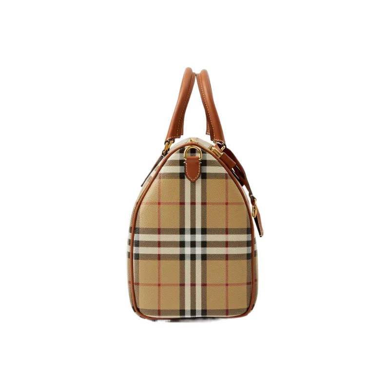 Burberry Leather Bowling Bag Handbag Medium Size Women's Archive Beige/Sandalwood Brown-2