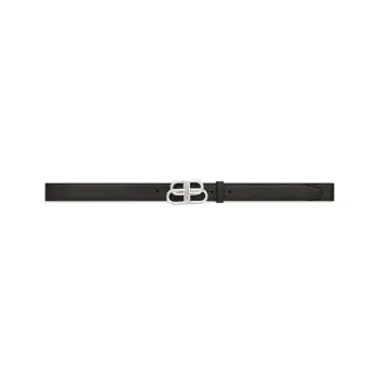 Balenciaga Interlocked BB Logo Decoration Smooth Buckle Leather Belts Women's Black Width 2.3cm