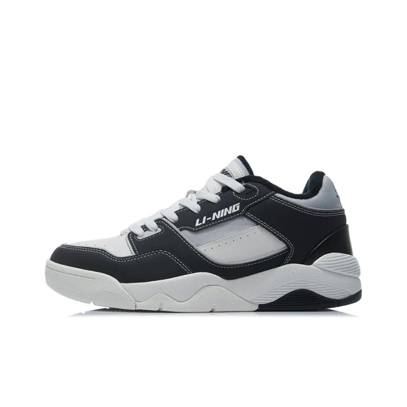 LiNing Retro 80s Cushioning Anti-Slip And Wear-Resistant Low-Top Basketball Shoes Black White-0