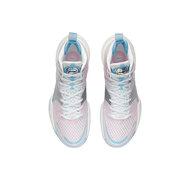 LINING Basketball Shoes Men Mid Top Standard White/Peach Pink-3