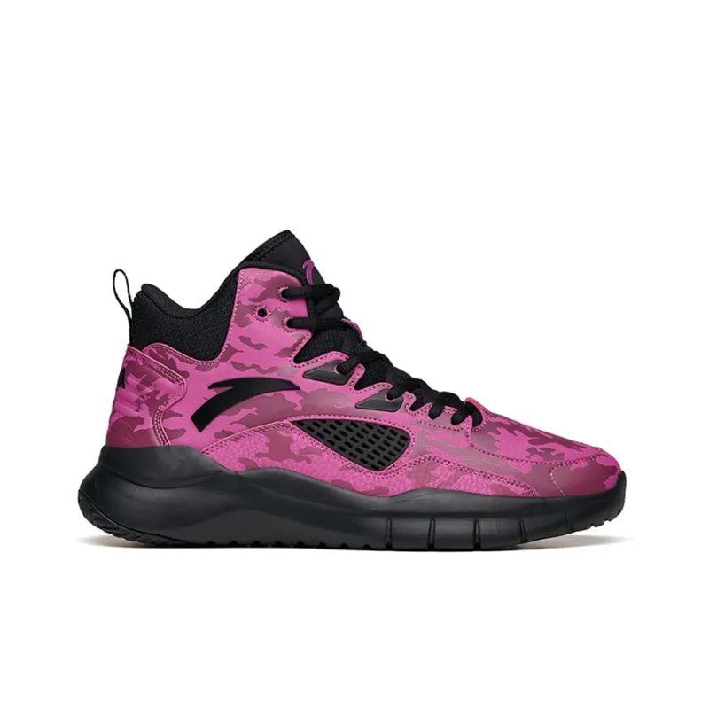 Anta Basketball Collection Cushioning Anti-Slip And Wear-Resistant High-Top Basketball Shoes Men's Black Purple-1