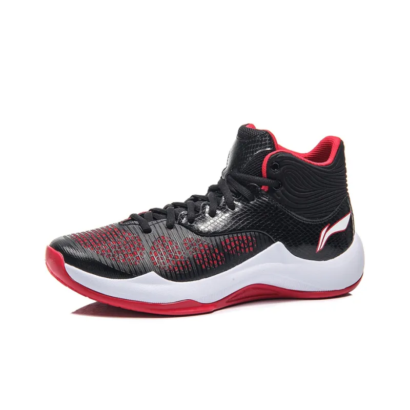 LiNing SONIC 5 Mid Top Basketball Shoes Men's Black Red-1