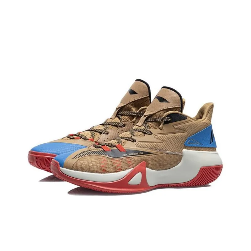 LiNing Sprint SE Wear-Resistant Slip-Resistant Mid-Top Performance Basketball Shoes Men's Brown-2