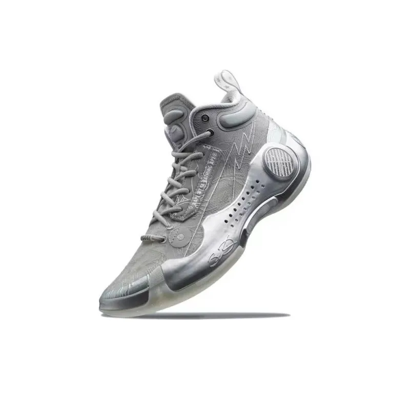 Aape LiNing Way Of Wade 10 Cushioned Wear-Resistant Slip-Resistant Mid-Top Basketball Shoes Gray-2