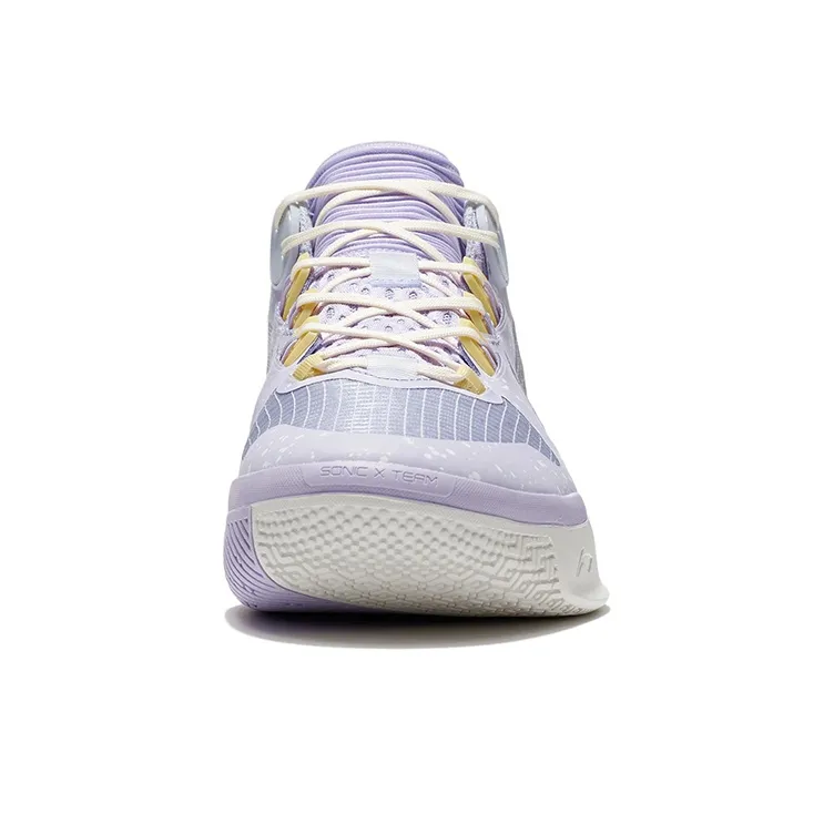 LiNing Sonic 10 Team Cushioning Anti-Slip And Wear-Resistant Coverage Support Mid-Top Basketball Shoes Purple Yellow-4